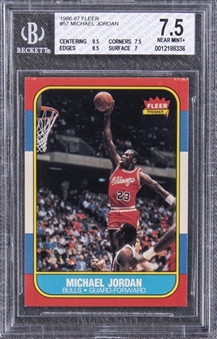 1986/87 Fleer #57 Michael Jordan Rookie Card – BGS NM+ 7.5
